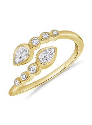 0.40CT PEAR SHAPE AND ROUND DIAMOND BEZEL RING