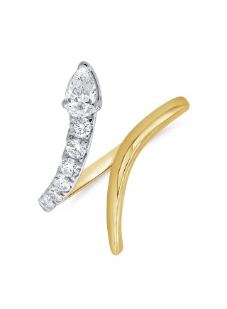 0.64CT PEAR SHAPE AND ROUND DIAMOND SNAKE WRAP RING