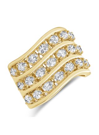 1.92CT OVAL SHAPE DIAMOND THREE ROW COCKTAIL RING