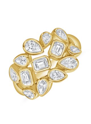 1.48CT EMERALD SHAPE AND PEAR SHAPE DIAMOND BEZEL SET RING