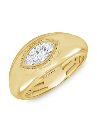 0.54CT MARQUISE SHAPE DIAMOND GYPSY-SET RING