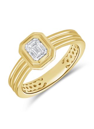 0.50CT EMERALD SHAPE DIAMOND GYPSY-SET RING