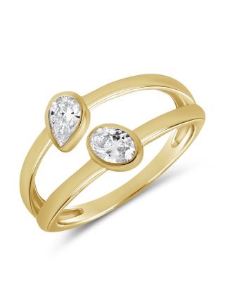 0.50CT OVAL SHAPE AND PEAR SHAPE DIAMOND BEZEL RING