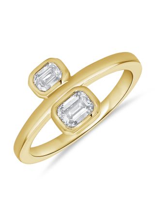 0.45CT EMERALD SHAPE DIAMOND BEZEL RING