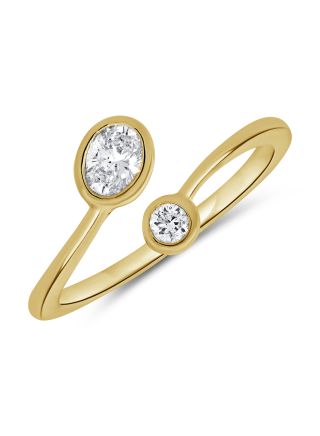 0.35CT OVAL SHAPE AND ROUND DIAMOND BEZEL RING