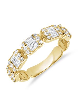0.67CT BAGUETTES AND ROUND DIAMOND HALFWAY RING