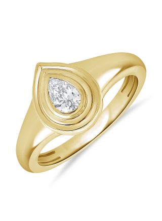 0.30CT PEAR SHAPE DIAMOND BEZEL SET SOLITAIRE RING