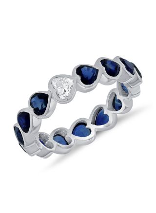 2.97CT SAPPHIRE AND DIAMOND HEART ETERNITY RING