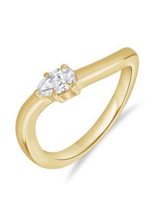 0.33CT PEAR SHAPE DIAMOND SOLITAIRE BEZEL SET RING