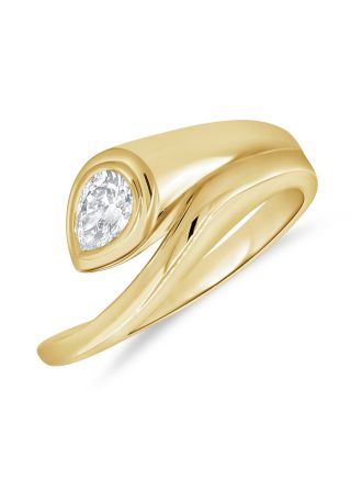 0.40CT PEAR SHAPE DIAMOND BEZEL SET SOLITAIRE RING