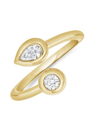 0.32CT PEAR SHAPE AND ROUND DIAMOND BEZEL SET WRAP RING
