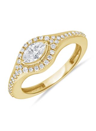 0.34CT MARQUISE SHAPE AND ROUND DIAMOND RING