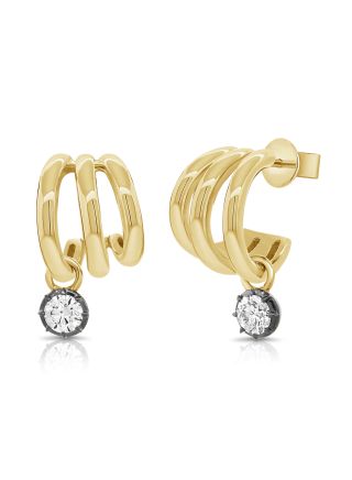 3.43CT DIAMOND CAGE HUGGIE EARRINGS