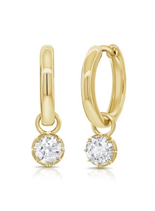 0.72CT DIAMOND SIX PRONG SOLITAIRE HUGGIE EARRINGS