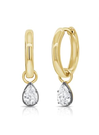 0.50CT PEAR SHAPE DIAMOND SOLITAIRE HUGGIE EARRINGS