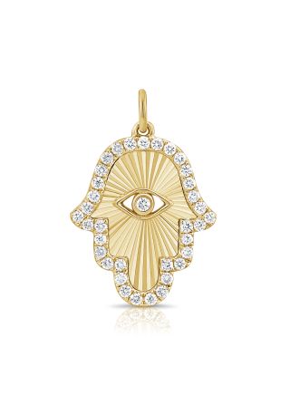 0.30CT DIAMOND FLUTED HAMSA PENDANT