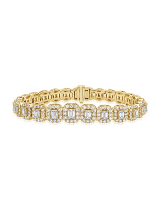 8.06CT EMERALD SHAPE AND DIAMOND TENNIS BRACELET