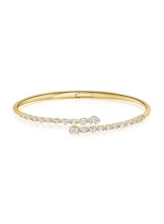 1.69CT EMERALD SHAPE AND OVAL SHAPE DIAMOND CHANNEL CUFF BANGLE