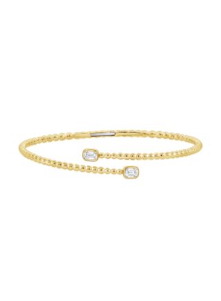 .52CT EMERALD SHAPE DIAMOND BALL CUFF BRACELET