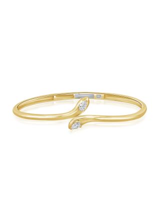 0.40CT PEAR SHAPE DIAMOND BEZEL SET CUFF BANGLE