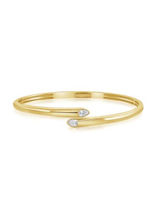 0.50CT PEAR SHAPE DIAMOND BEZEL SET CUFF BANGLE