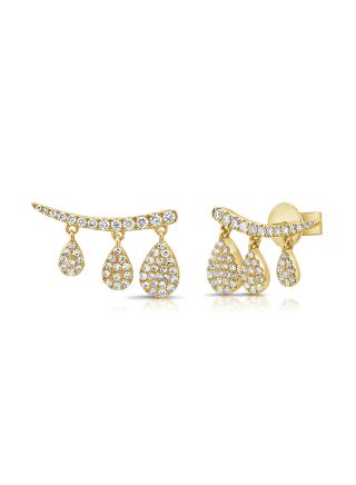 0.66CT DIAMOND PEAR PAVE CLIMBER EARRINGS