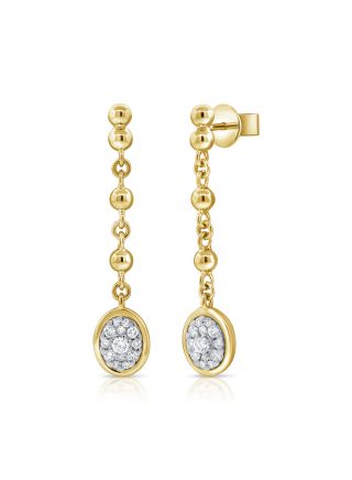 0.29CT DIAMOND BALL OVAL PAVE DROP EARRINGS