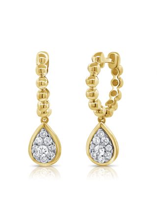 0.31CT DIAMOND BALL PEAR PAVE HUGGIE EARRINGS
