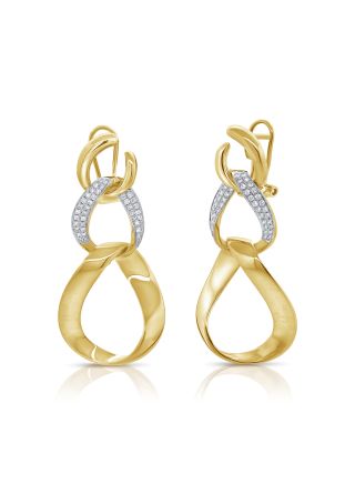 0.41CT DIAMOND LINK DROP LEVERBACK EARRINGS