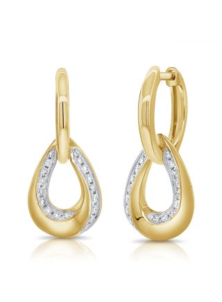 0.30CT DIAMOND OPEN PEAR HUGGIE EARRINGS