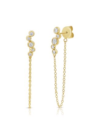 0.21CT DIAMOND BEZEL SET STUD WITH CHAIN EARRINGS