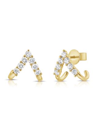 0.66CT DIAMOND TRIANGLE CAGE HUGGIE EARRINGS