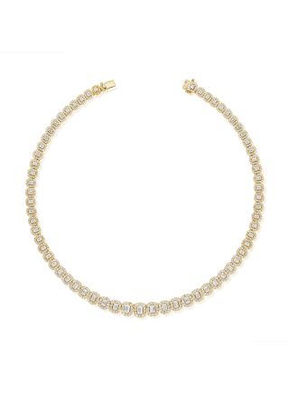 16.38CT EMERALD SHAPE AND DIAMOND ILLUSION TENNIS NECKLACE