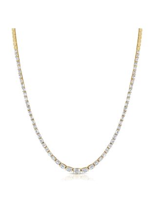 4.88CT EMERALD SHAPE DIAMOND TENNIS NECKLACE
