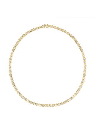 9.14CT EMERALD SHAPE DIAMOND BEZEL TENNIS NECKLACE