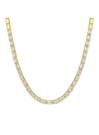 4.73CT BAGUETTE DIAMOND BEZEL SET TENNIS NECKLACE