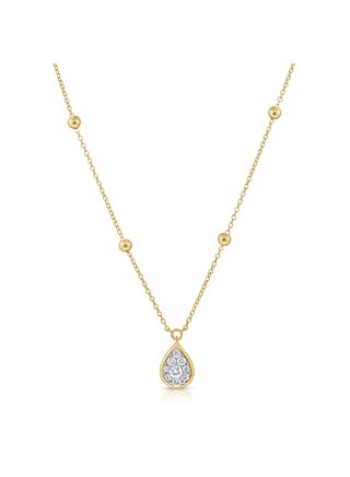 0.32CT DIAMOND BALL PEAR PAVE STATION NECKLACE