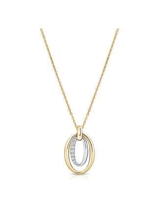 0.22CT DIAMOND DOUBLE CIRCLE PENDANT NECKLACE