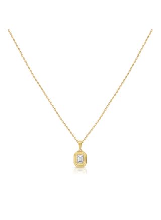 .20CT EMERALD SHAPE DIAMOND SOLITAIRE PENDANT NECKLACE