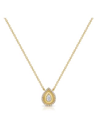 0.33CT PEAR SHAPE AND DIAMOND PEAR BEZEL PENDANT NECKLACE
