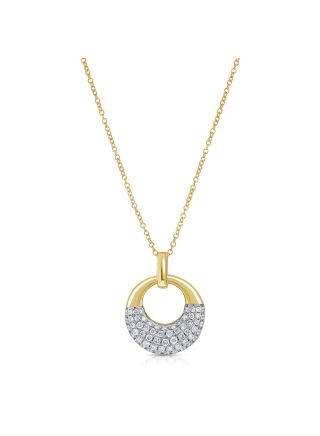0.58CT DIAMOND CIRCLE PAVE PENDANT NECKLACE
