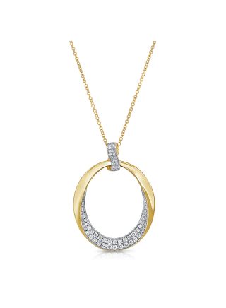 0.59CT DIAMOND OVAL PENDANT NECKLACE