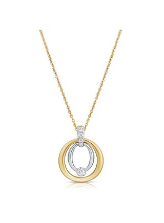 0.30CT DIAMOND DOUBLE CIRCLE PENDANT NECKLACE