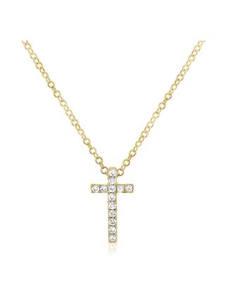 .09CT DIAMOND CROSS PENDANT NECKLACE