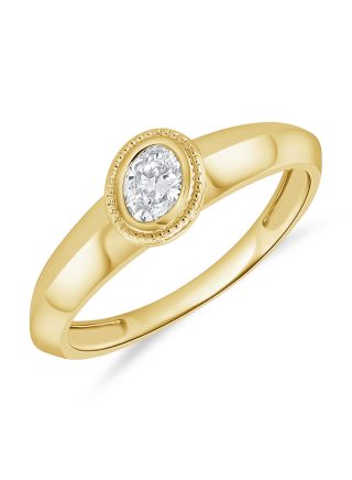 0.21CT OVAL SHAPE DIAMOND BEZEL SET SOLITAIRE RING
