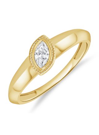 0.22CT MARQUISE SHAPE DIAMOND BEZEL SET SOLITAIRE RING