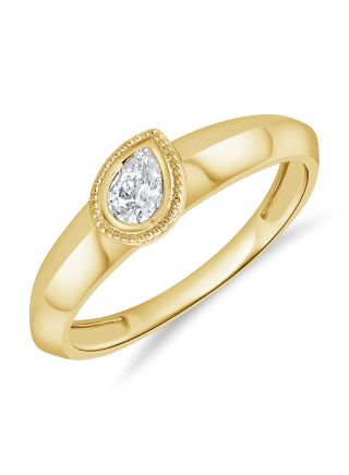 0.22CT PEAR SHAPE DIAMOND BEZEL SET SOLITAIRE RING