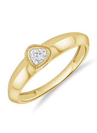 0.22CT HEART SHAPE DIAMOND BEZEL SET SOLITAIRE RING