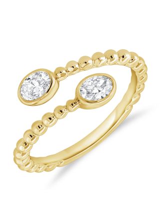 0.42CT OVAL SHAPE DIAMOND BEZEL SET BALL WRAP RING