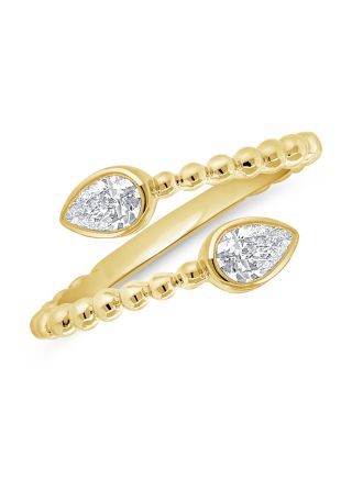 0.37CT PEAR SHAPE DIAMOND BEZEL SET BALL WRAP RING